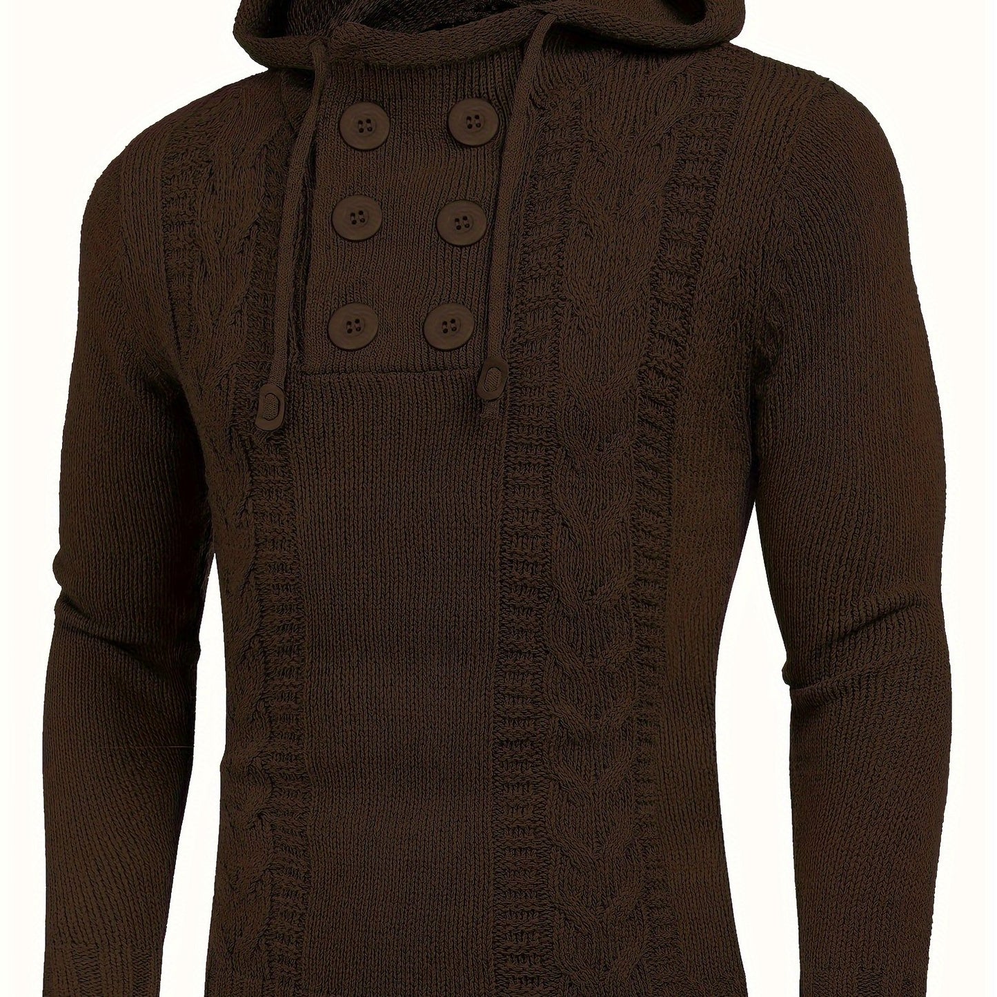 Men's Knitted Hoodies Pullover Casual Long Sleeve Turtleneck Sweaters