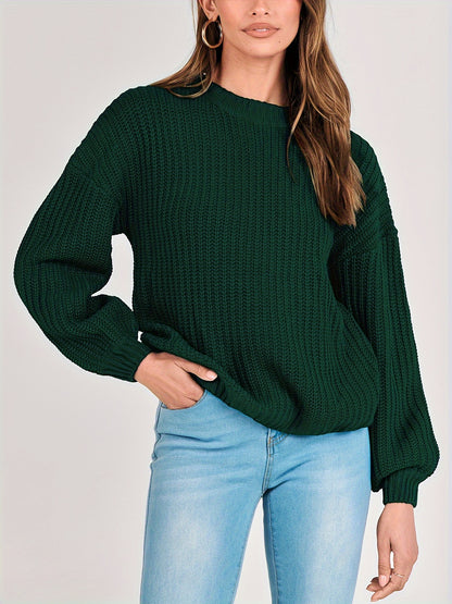 Women Fashion Sweater Long Sleeve Casual Ribbed Knit Winter Pullover Sweaters Blouse Top
