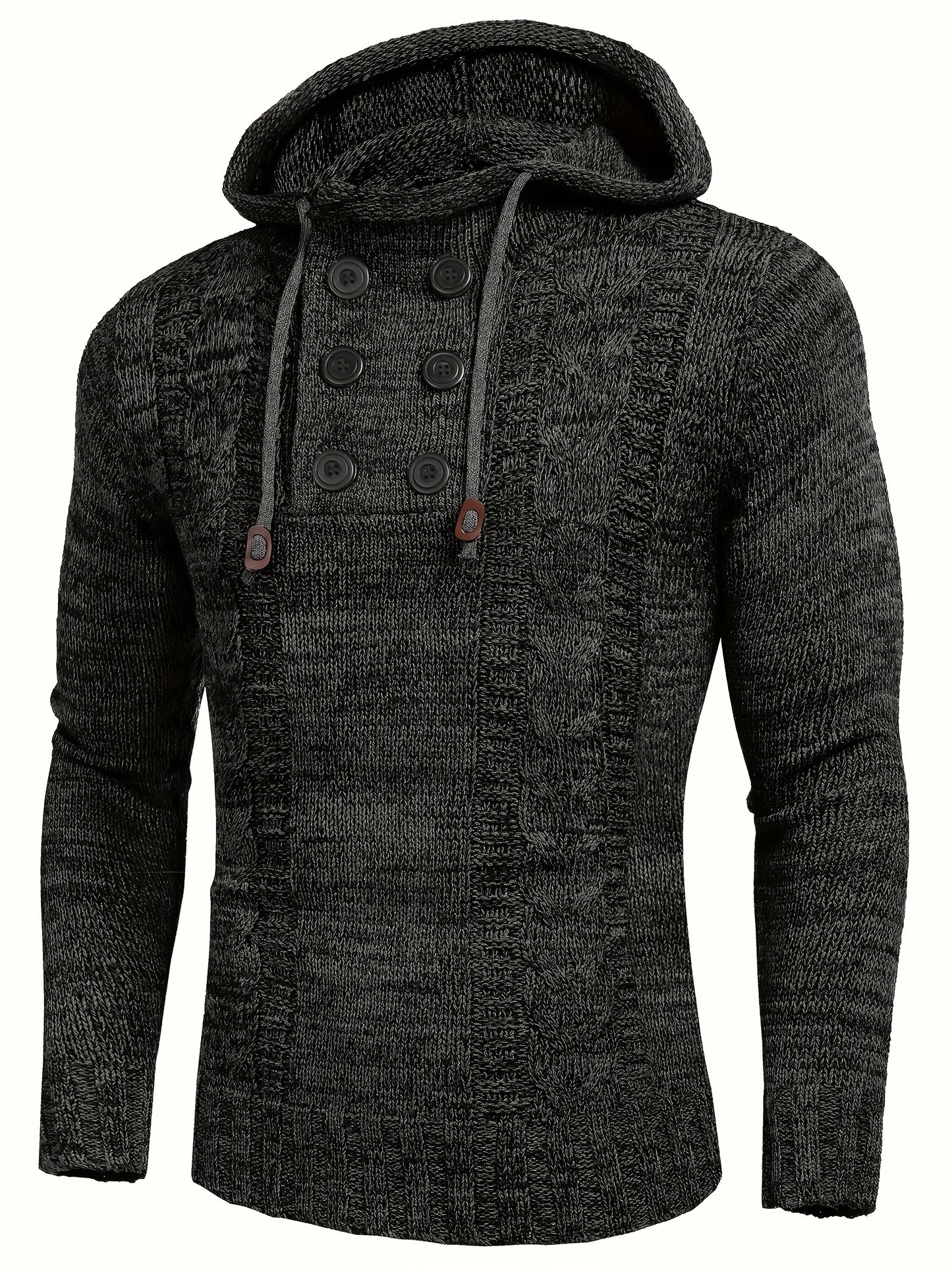 Men's Knitted Hoodies Pullover Casual Long Sleeve Turtleneck Sweaters