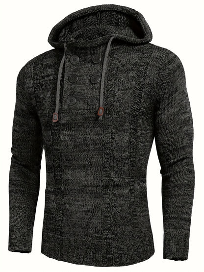 Men's Knitted Hoodies Pullover Casual Long Sleeve Turtleneck Sweaters