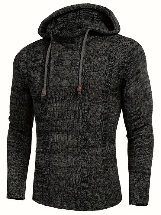 Men's Knitted Hoodies Pullover Casual Long Sleeve Turtleneck Sweaters