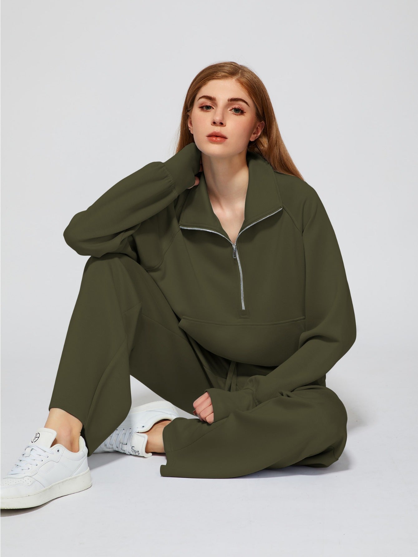 Women 2pcs Outfits Sweatsuit Oversized Sweatshirt Sweatpants Tracksuit Sweat Lounge Matching Set
