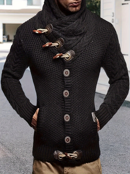 Men'S Knitted Jacket Turtleneck Cardigan Winter Pullover Hoodies Casual Sweaters Jumper