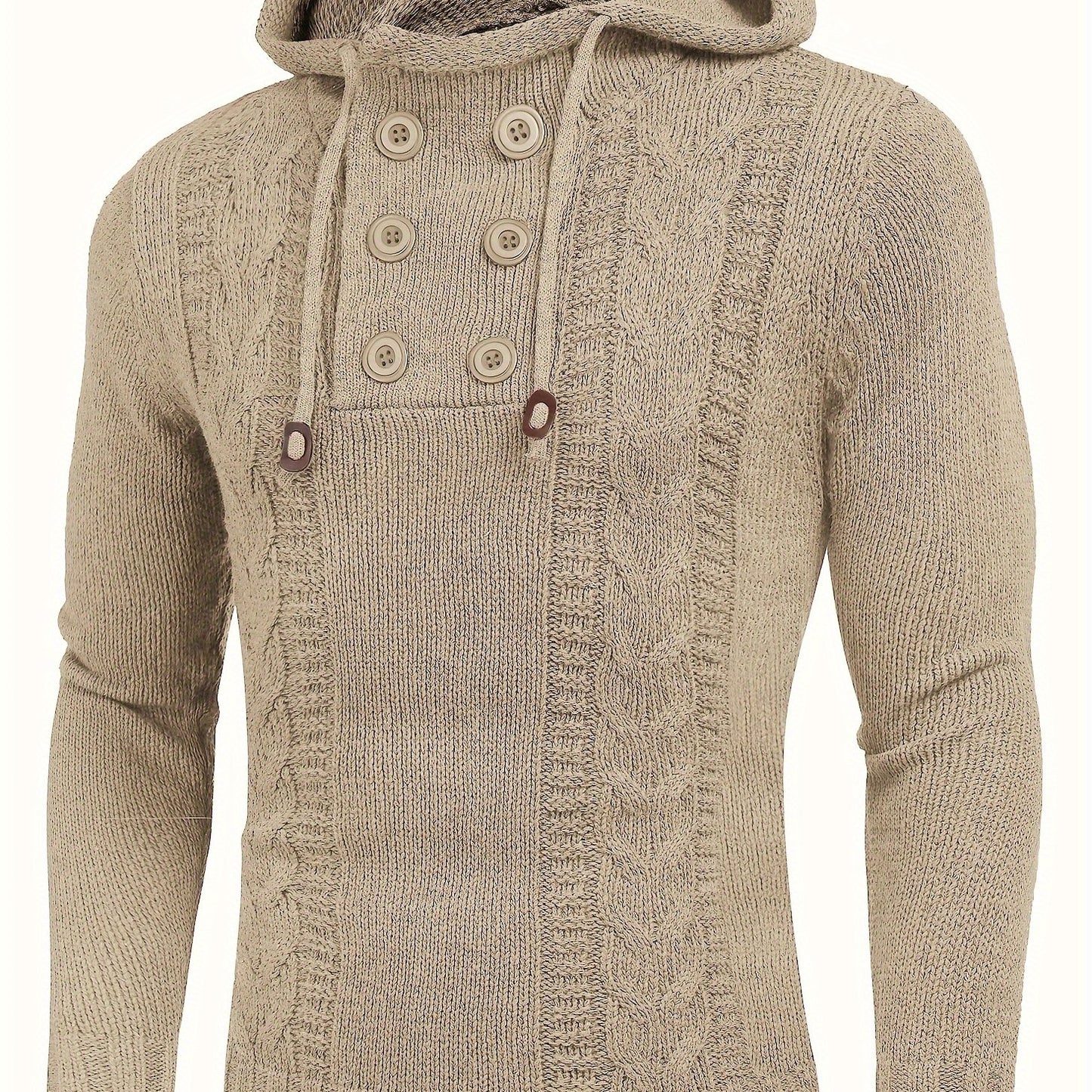 Men's Knitted Hoodies Pullover Casual Long Sleeve Turtleneck Sweaters