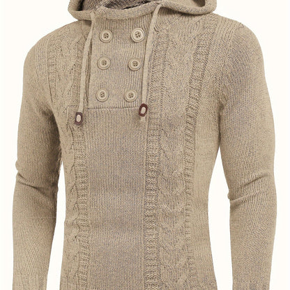 Men's Knitted Hoodies Pullover Casual Long Sleeve Turtleneck Sweaters