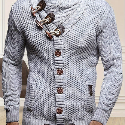 Men'S Knitted Jacket Turtleneck Cardigan Winter Pullover Hoodies Casual Sweaters Jumper
