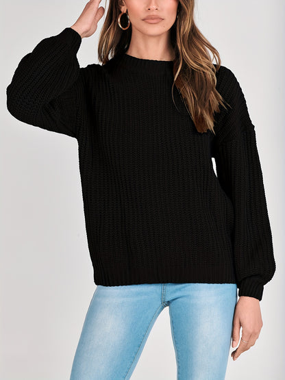 Women Fashion Sweater Long Sleeve Casual Ribbed Knit Winter Pullover Sweaters Blouse Top