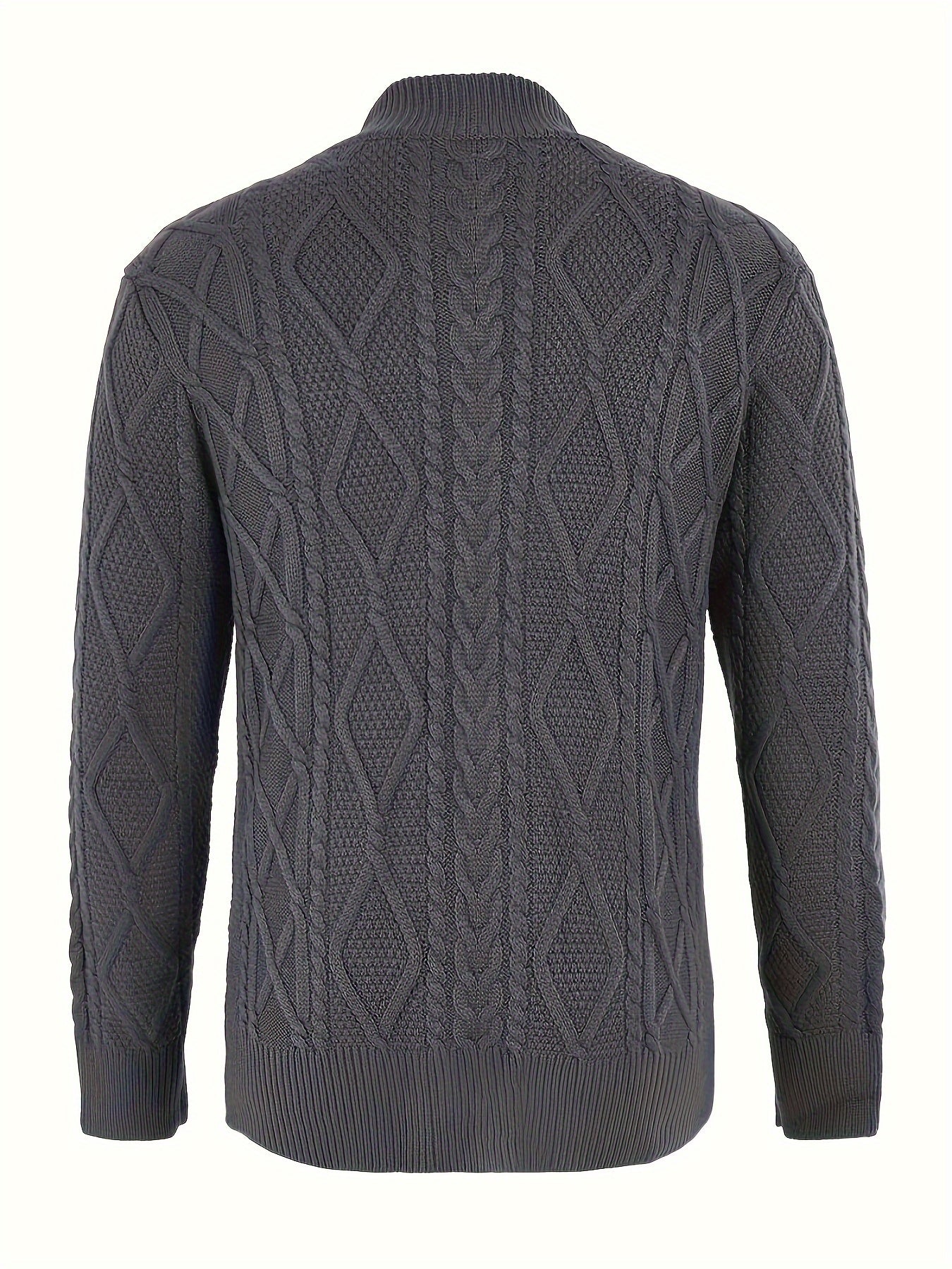 Runcati Mens Quarter-Zip Sweater Cable Knitted Stand Collar Pullover Soft Casual Thermal Twisted Knitwear Sweaters