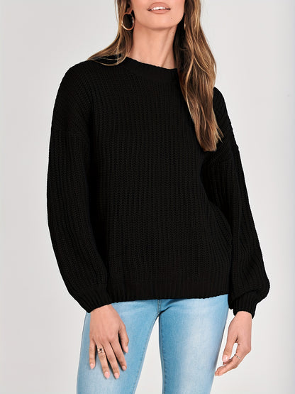 Women Fashion Sweater Long Sleeve Casual Ribbed Knit Winter Pullover Sweaters Blouse Top