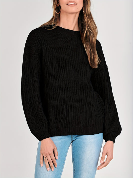 Women Fashion Sweater Long Sleeve Casual Ribbed Knit Winter Pullover Sweaters Blouse Top