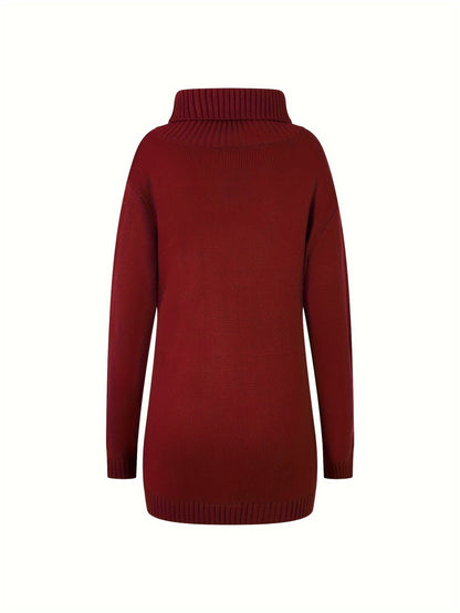 Cozy Plus Size Turtle Neck Cable Knit Sweater - Plus Size Sweaters with Pockets for Fall & Winter - Soft, Long Sleeve, Casual Women's Clothing for Cold Weather