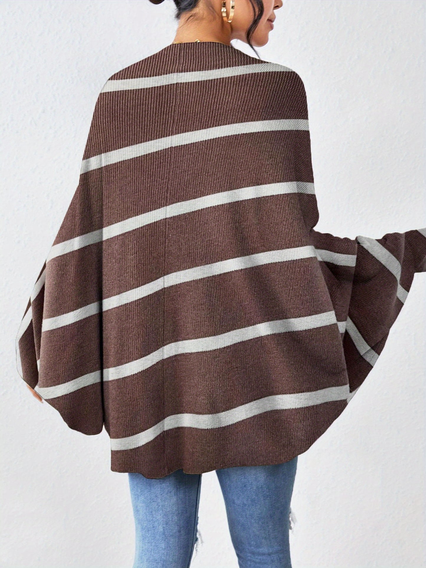 ELESOL 2024 Fall Cardigan Sweaters for Women Oversized Kimono Slouchy Wrap Batwing Sleeve Open Front Outwear Coat