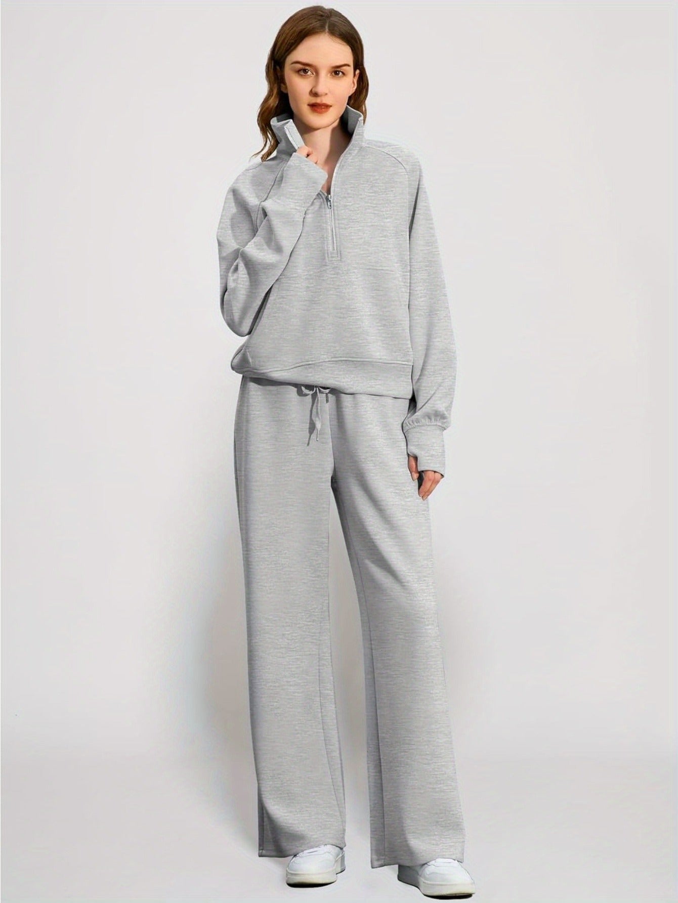 Women 2pcs Outfits Sweatsuit Oversized Sweatshirt Sweatpants Tracksuit Sweat Lounge Matching Set