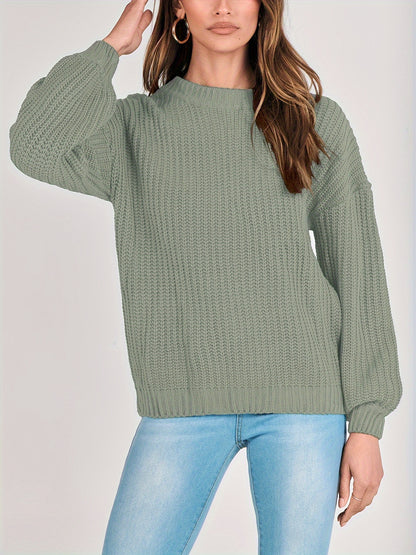 Women Fashion Sweater Long Sleeve Casual Ribbed Knit Winter Pullover Sweaters Blouse Top