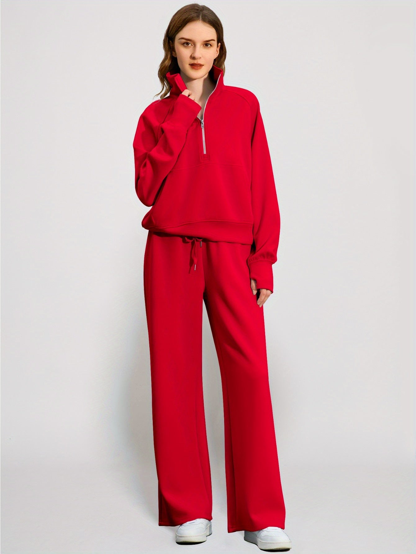 Women 2pcs Outfits Sweatsuit Oversized Sweatshirt Sweatpants Tracksuit Sweat Lounge Matching Set
