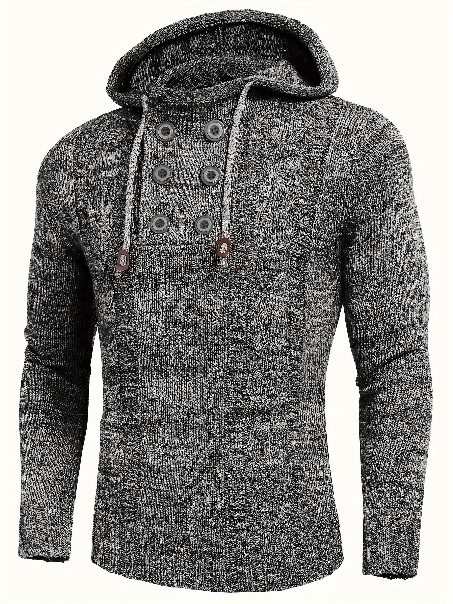 Men's Knitted Hoodies Pullover Casual Long Sleeve Turtleneck Sweaters