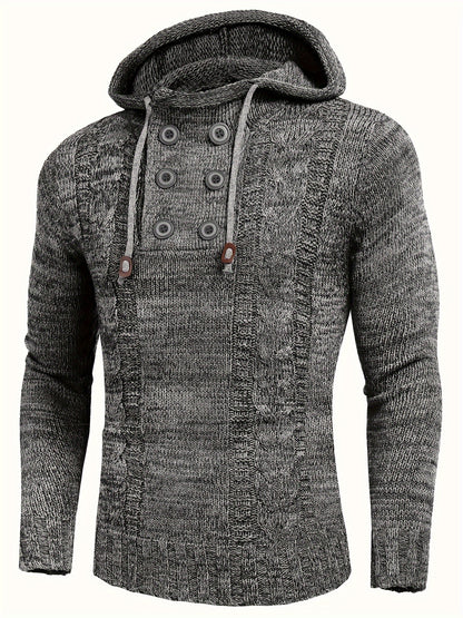 Men's Knitted Hoodies Pullover Casual Long Sleeve Turtleneck Sweaters