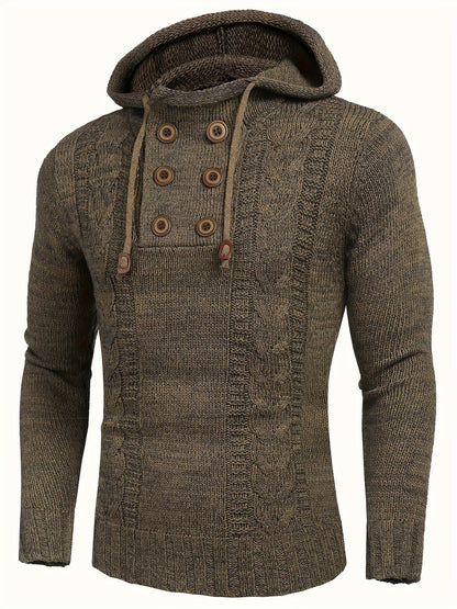 Men's Knitted Hoodies Pullover Casual Long Sleeve Turtleneck Sweaters