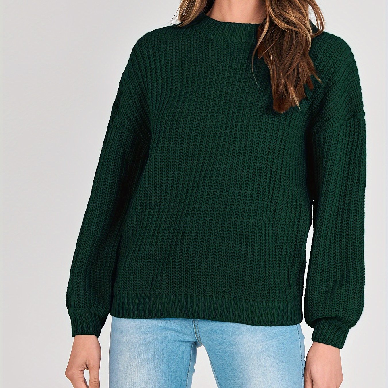 Women Fashion Sweater Long Sleeve Casual Ribbed Knit Winter Pullover Sweaters Blouse Top