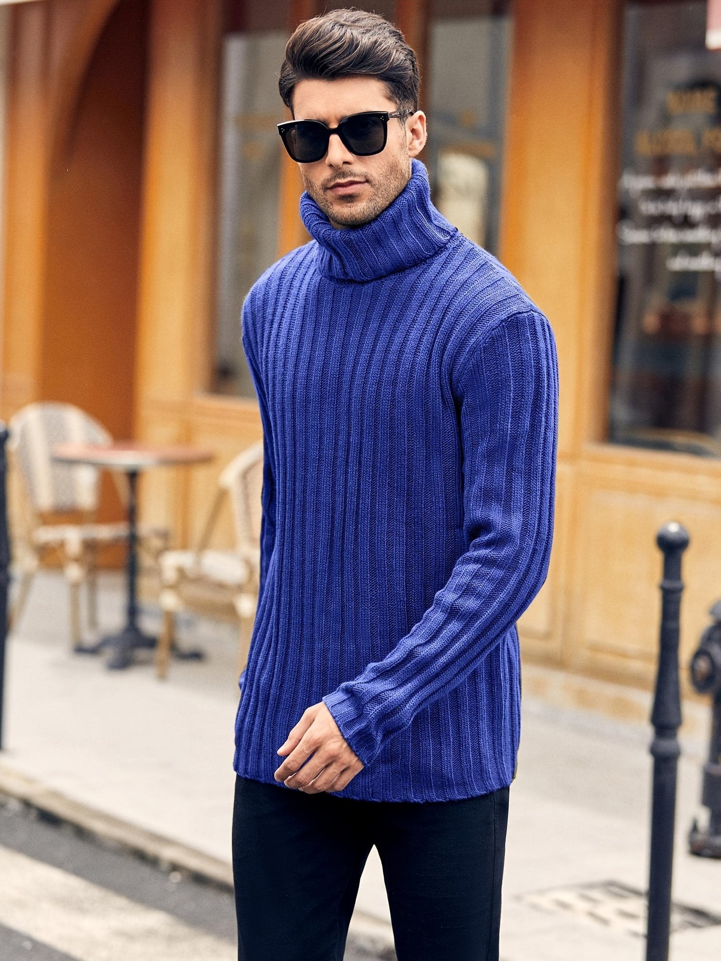 Mens Sweaters Turtleneck Cable Knitted Pullover Long Sleeve Slim Fit Chunky Casual Fall Winter Warm Cardigans