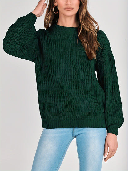 Women Fashion Sweater Long Sleeve Casual Ribbed Knit Winter Pullover Sweaters Blouse Top
