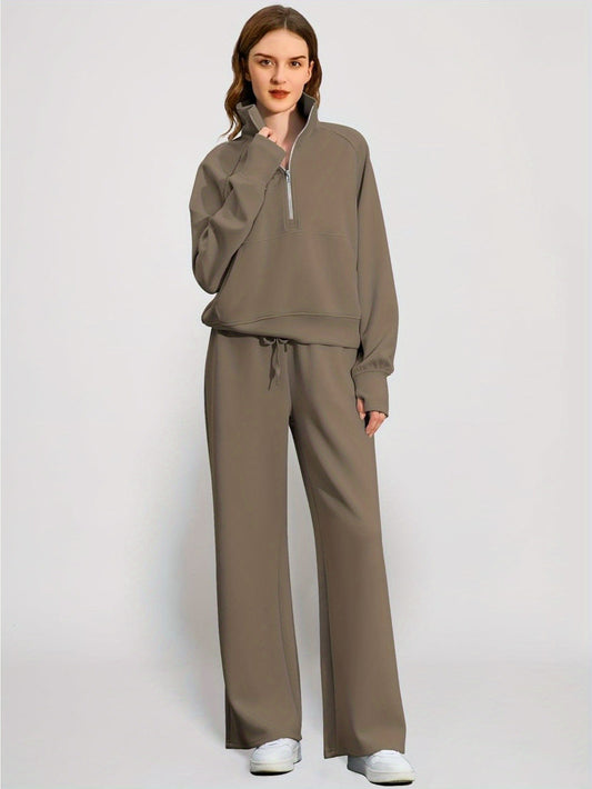 Women 2pcs Outfits Sweatsuit Oversized Sweatshirt Sweatpants Tracksuit Sweat Lounge Matching Set