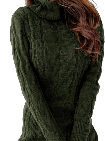 Womens Cable Knit Sweater Dress Sexy Long Sleeve Bodycon Turtleneck Mini Fall Sweaters Dresses