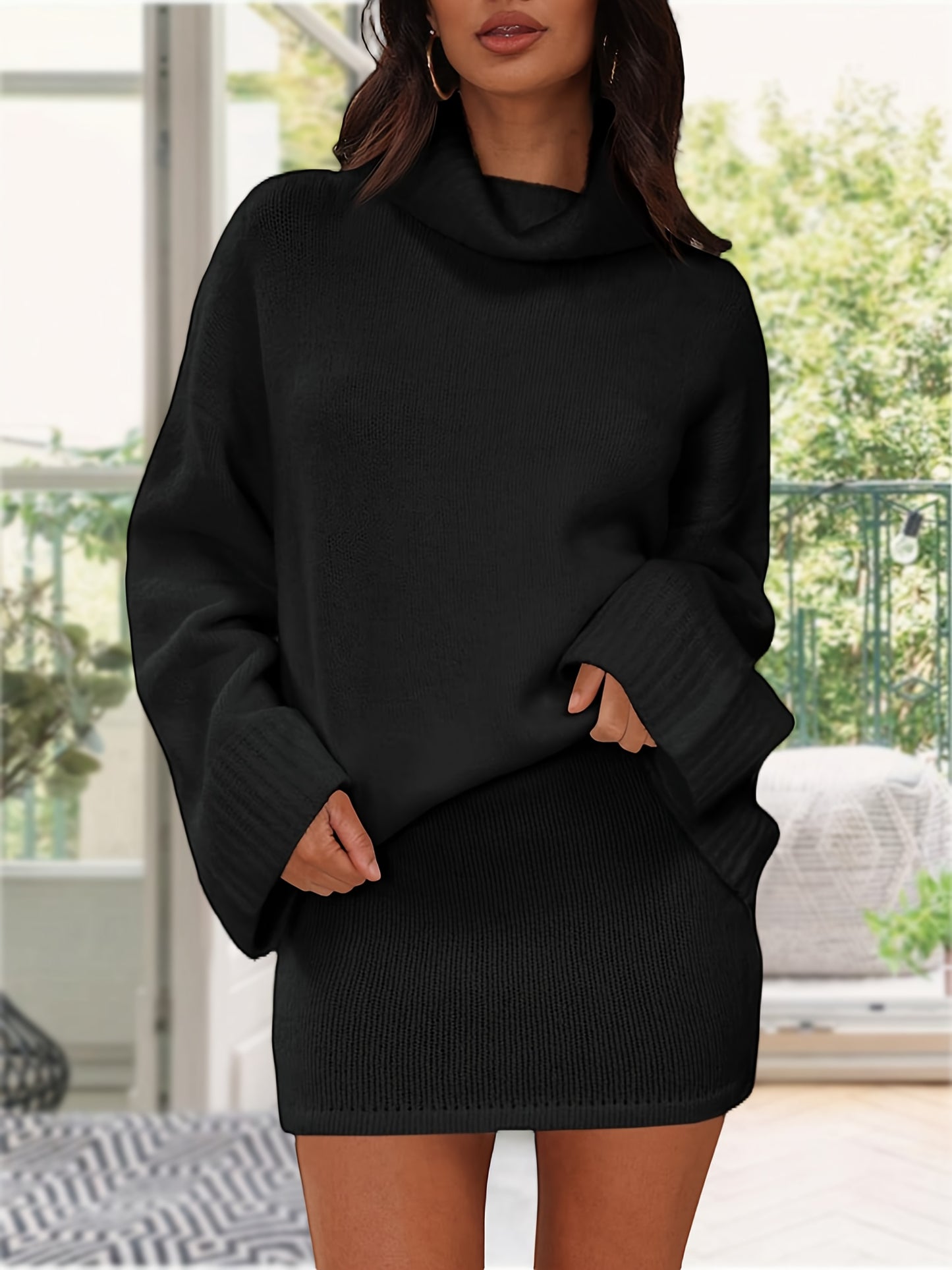 Womens 2 Piece Outfits Sweater Sets Turtleneck Oversized Sweaters And Mini Skirts Fall Trendy Loungewear