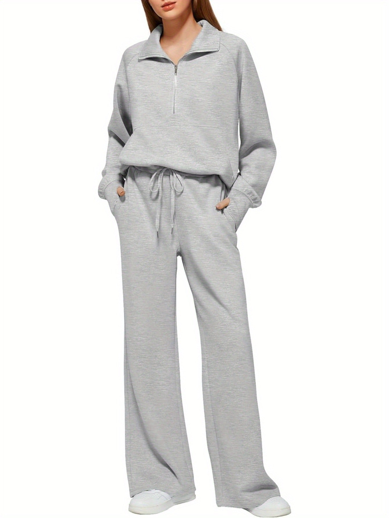Women 2pcs Outfits Sweatsuit Oversized Sweatshirt Sweatpants Tracksuit Sweat Lounge Matching Set