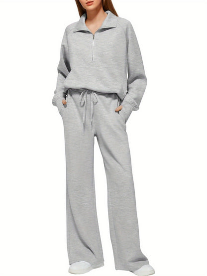 Women 2pcs Outfits Sweatsuit Oversized Sweatshirt Sweatpants Tracksuit Sweat Lounge Matching Set