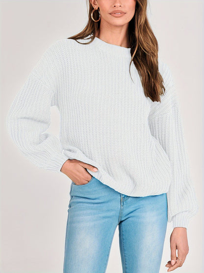 Women Fashion Sweater Long Sleeve Casual Ribbed Knit Winter Pullover Sweaters Blouse Top