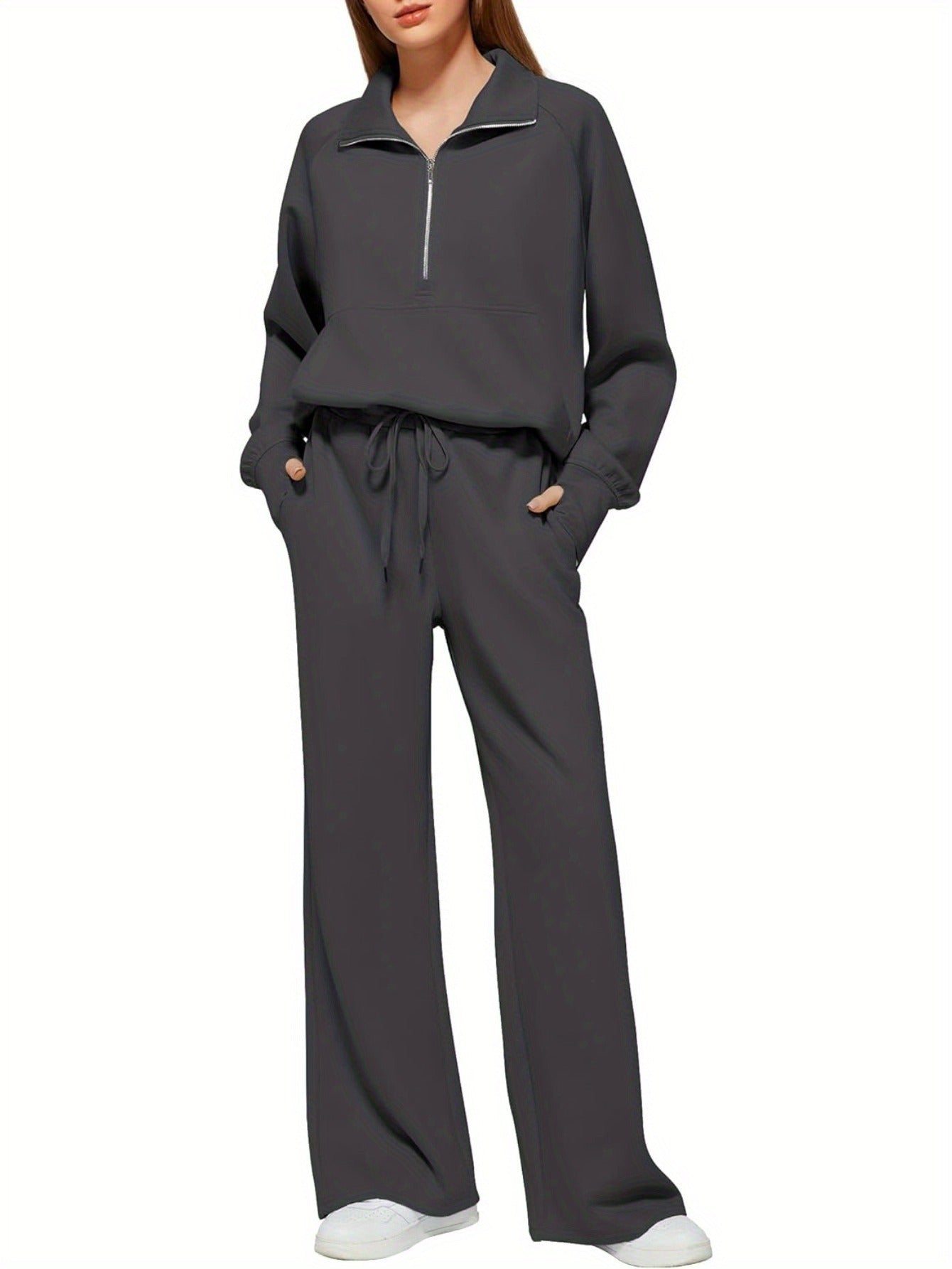 Women 2pcs Outfits Sweatsuit Oversized Sweatshirt Sweatpants Tracksuit Sweat Lounge Matching Set