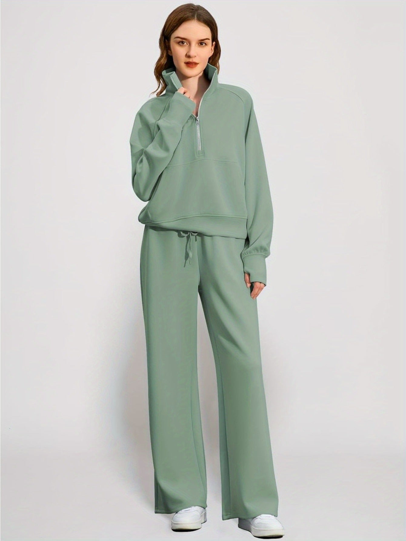 Women 2pcs Outfits Sweatsuit Oversized Sweatshirt Sweatpants Tracksuit Sweat Lounge Matching Set