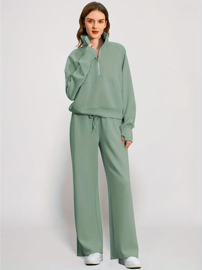 Women 2pcs Outfits Sweatsuit Oversized Sweatshirt Sweatpants Tracksuit Sweat Lounge Matching Set