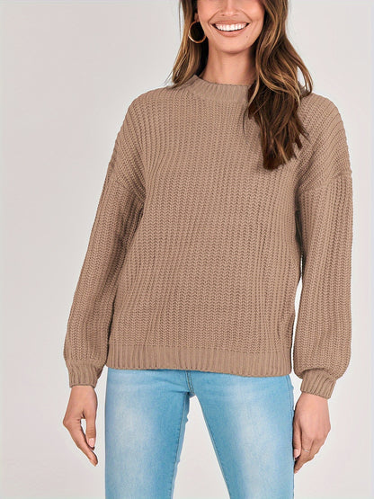 Women Fashion Sweater Long Sleeve Casual Ribbed Knit Winter Pullover Sweaters Blouse Top