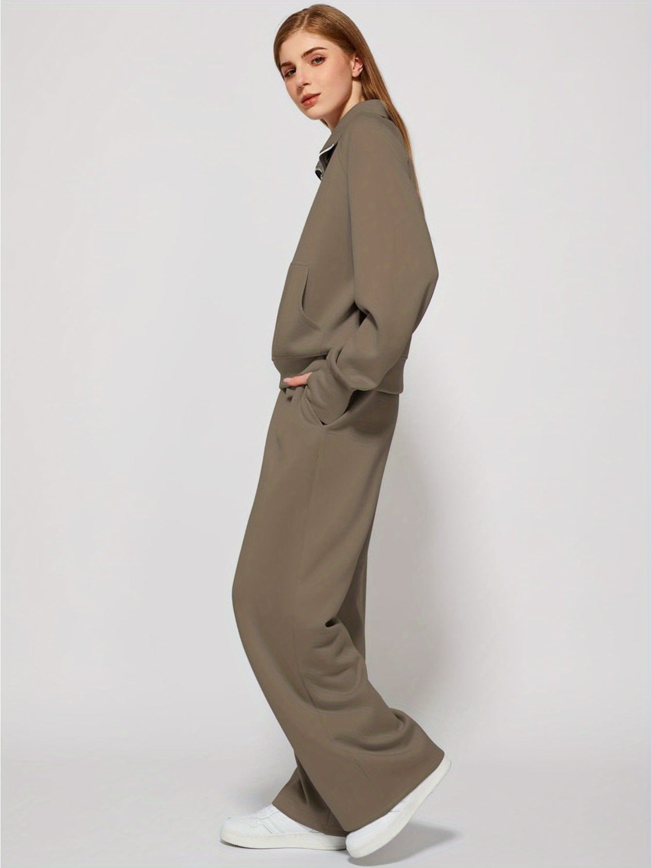 Women 2pcs Outfits Sweatsuit Oversized Sweatshirt Sweatpants Tracksuit Sweat Lounge Matching Set