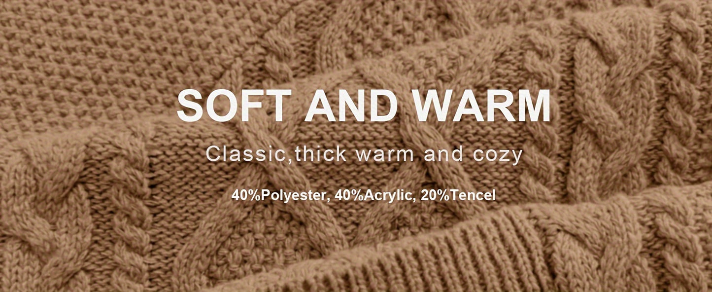 Men's Cardigan Sweaters Full Zip Up Sweater Solid Color Cable Knit Zipper Sweater Men Jackets