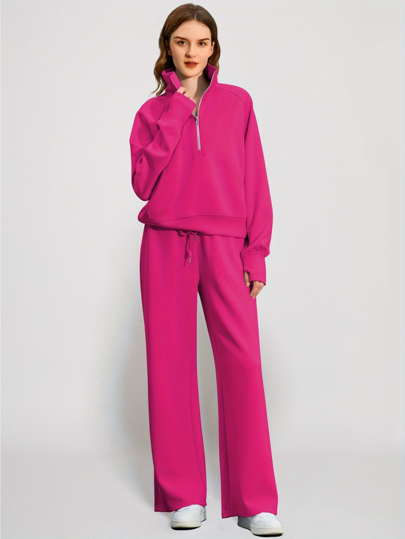 Women 2pcs Outfits Sweatsuit Oversized Sweatshirt Sweatpants Tracksuit Sweat Lounge Matching Set