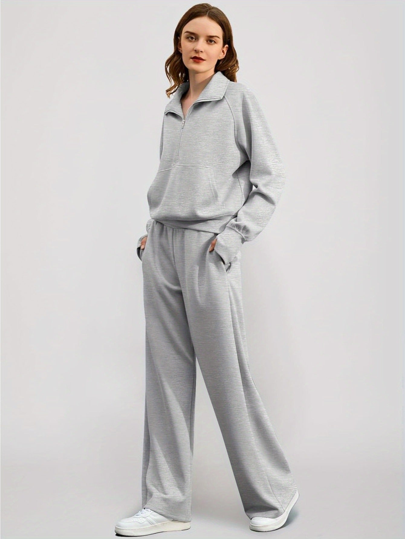 Women 2pcs Outfits Sweatsuit Oversized Sweatshirt Sweatpants Tracksuit Sweat Lounge Matching Set