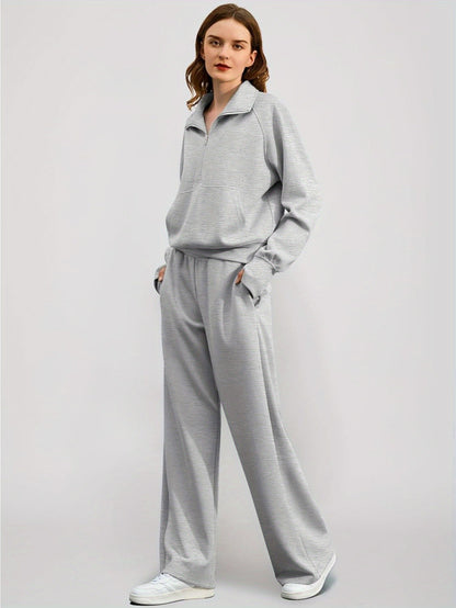Women 2pcs Outfits Sweatsuit Oversized Sweatshirt Sweatpants Tracksuit Sweat Lounge Matching Set