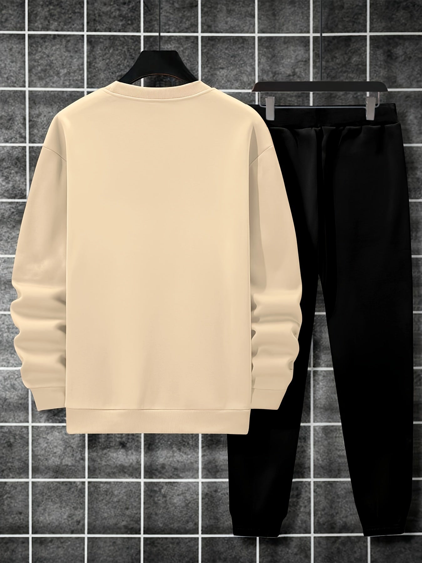 2-Piece Cozy Script Print Sweatshirt & Sweatpants Set - Soft, Trendy, and Comfy Outfits for Boys - Ideal for Fall, Winter, Daily Life, and Outdoor Activities in Los Angeles and California Style