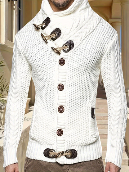 Men'S Knitted Jacket Turtleneck Cardigan Winter Pullover Hoodies Casual Sweaters Jumper