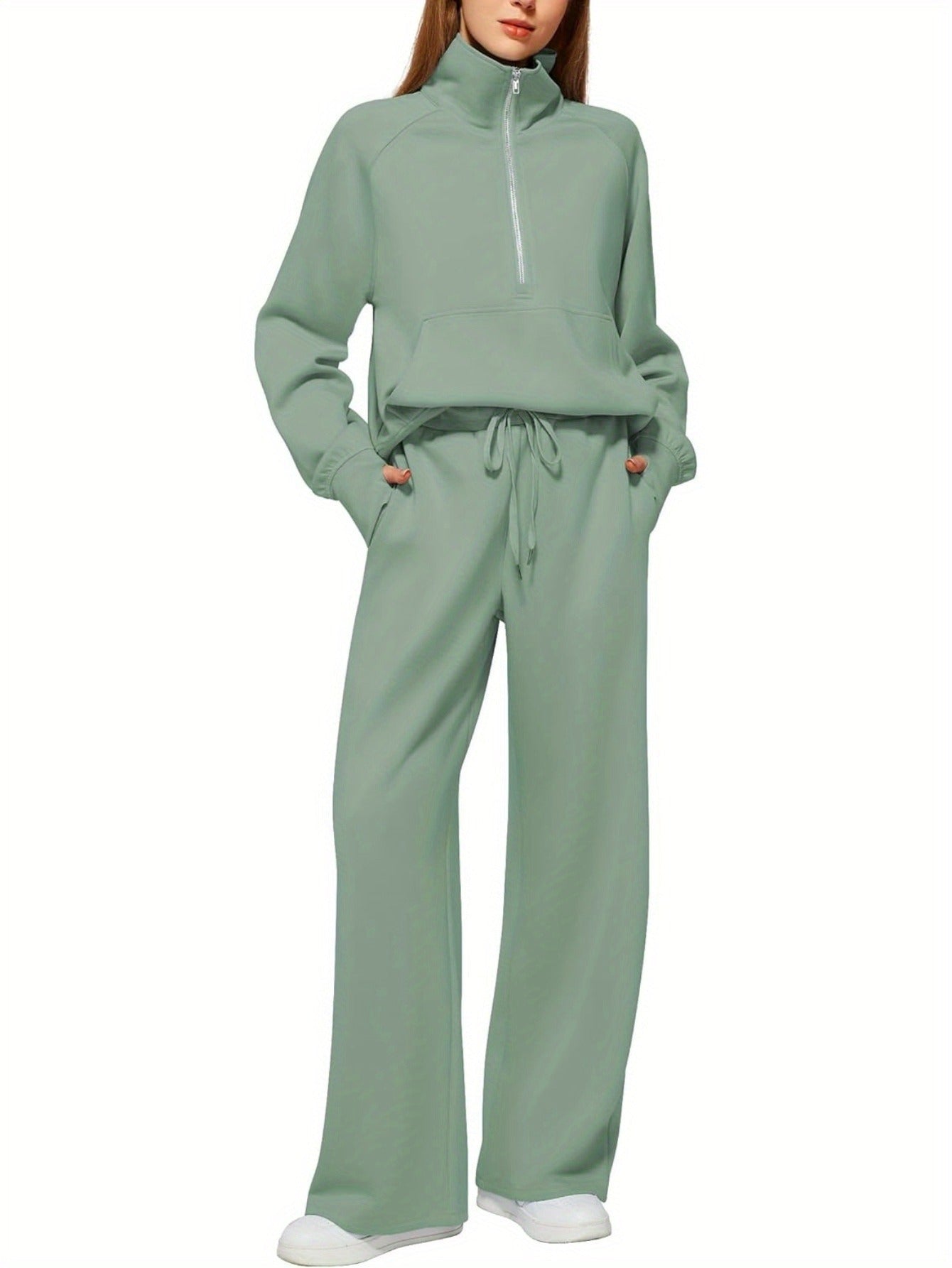 Women 2pcs Outfits Sweatsuit Oversized Sweatshirt Sweatpants Tracksuit Sweat Lounge Matching Set