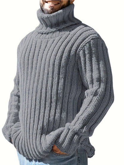 Mens Sweaters Turtleneck Cable Knitted Pullover Long Sleeve Slim Fit Chunky Casual Fall Winter Warm Cardigans