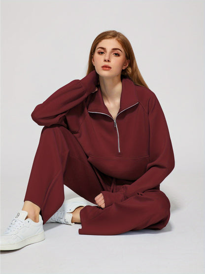 Women 2pcs Outfits Sweatsuit Oversized Sweatshirt Sweatpants Tracksuit Sweat Lounge Matching Set
