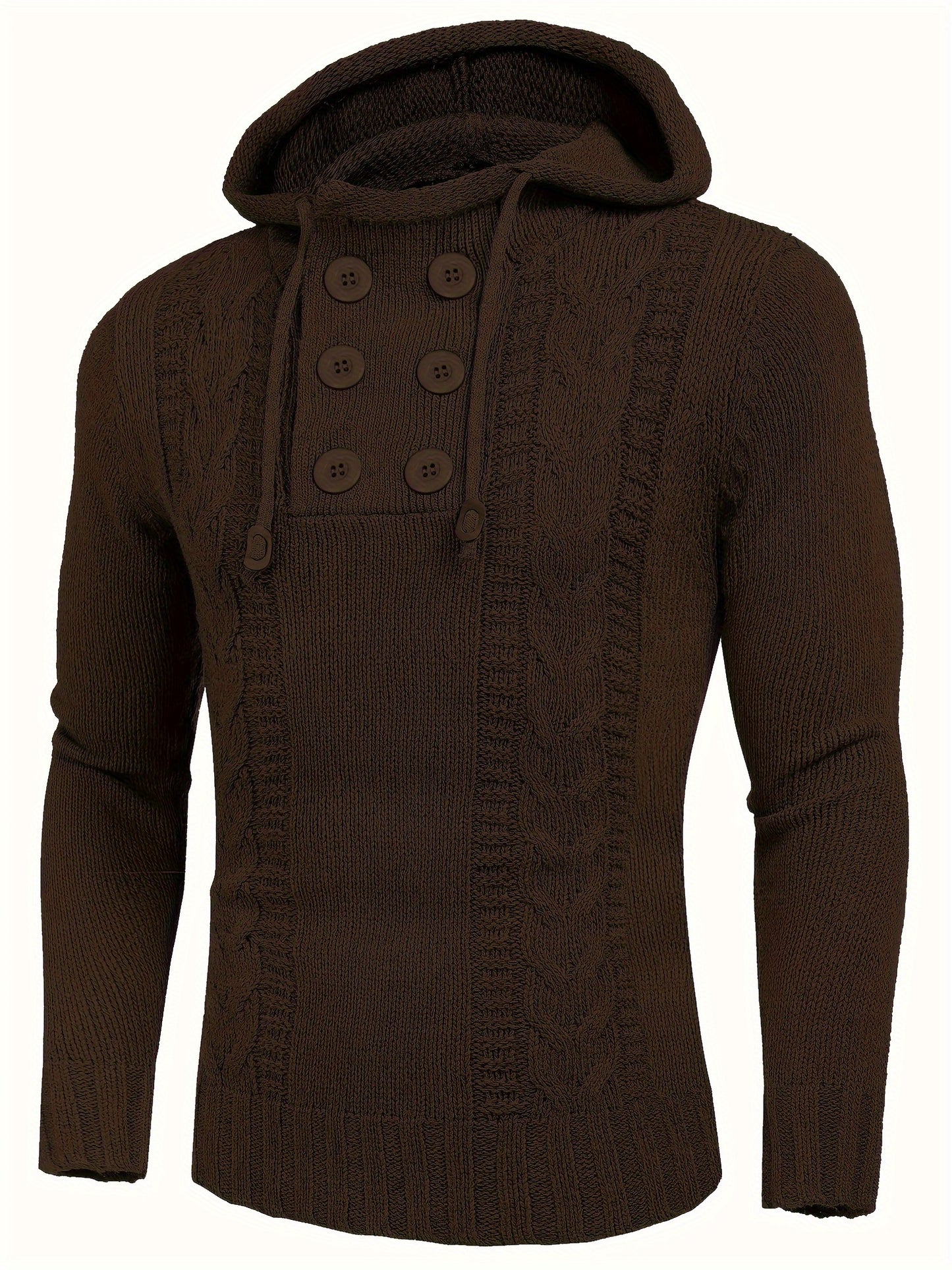 Men's Knitted Hoodies Pullover Casual Long Sleeve Turtleneck Sweaters