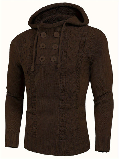 Men's Knitted Hoodies Pullover Casual Long Sleeve Turtleneck Sweaters