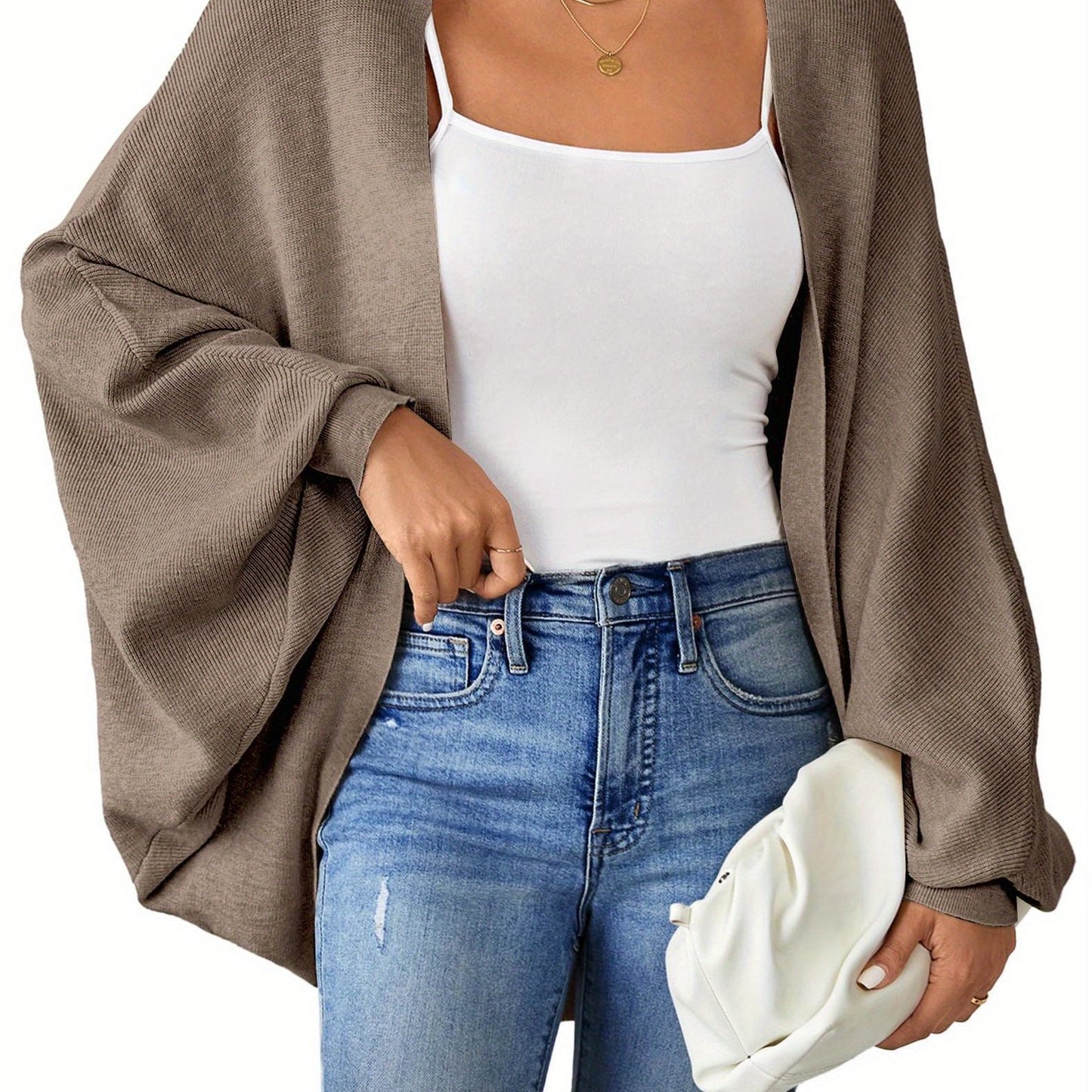 ELESOL 2024 Fall Cardigan Sweaters for Women Oversized Kimono Slouchy Wrap Batwing Sleeve Open Front Outwear Coat