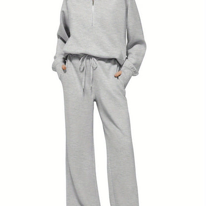 Women 2pcs Outfits Sweatsuit Oversized Sweatshirt Sweatpants Tracksuit Sweat Lounge Matching Set