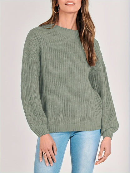 Women Fashion Sweater Long Sleeve Casual Ribbed Knit Winter Pullover Sweaters Blouse Top